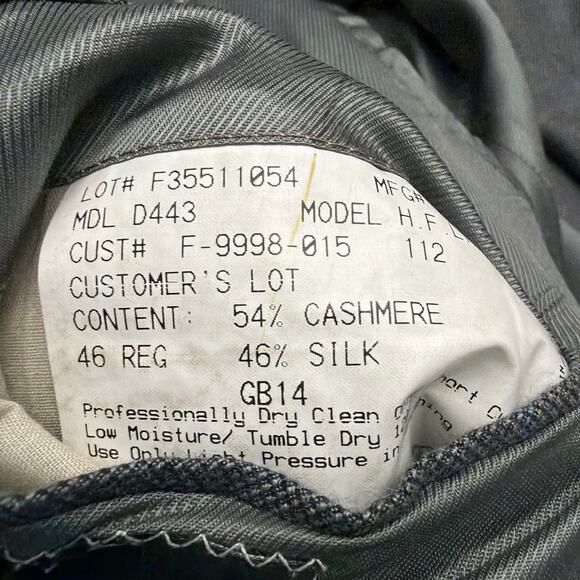 Hickey Freeman Blazer Cashmere Silk 46R Windowpane Gray Blue Sport Coat Jacket - Picture 5 of 15